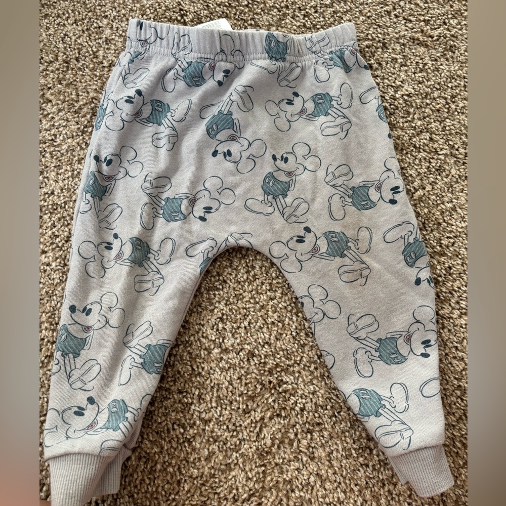 Gray Mickey Mouse Print Jogger Pants 24M